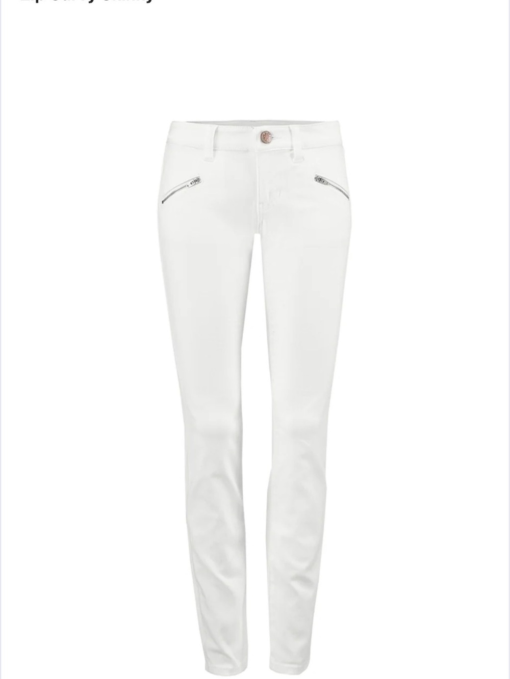 Cabi White Skinny Zip Pocket Jeans